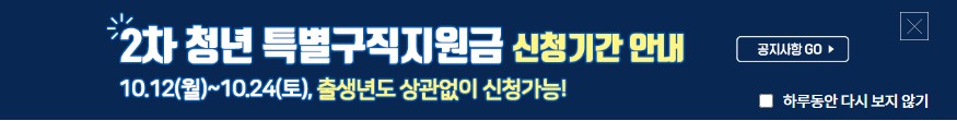  2차 청년특별구직지원금 신청기간이 이번주까지네요.