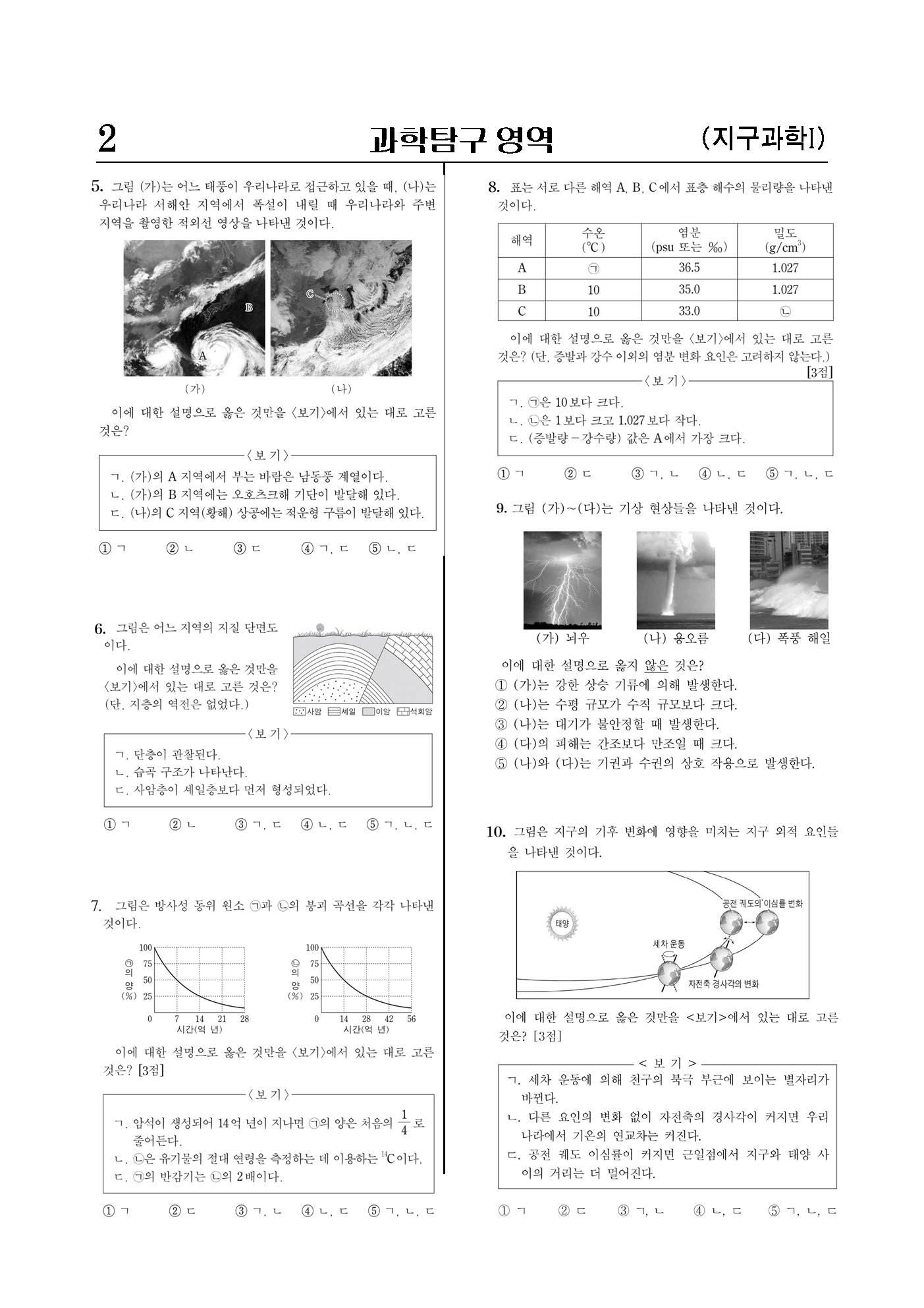 2015년 개정 교육과정에 따른 지구과학1 짜집기 문제(2015년)-8