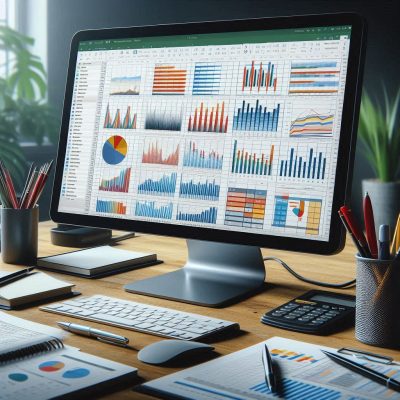 데이터를 분석하는 모습과 그래프 화면.