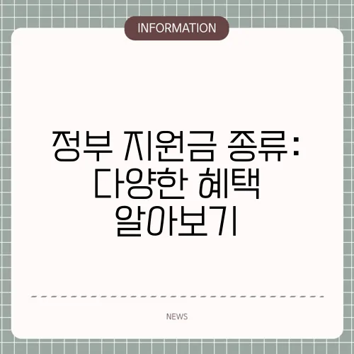 정부 지원금 종류: 다양한 혜택 알아보기