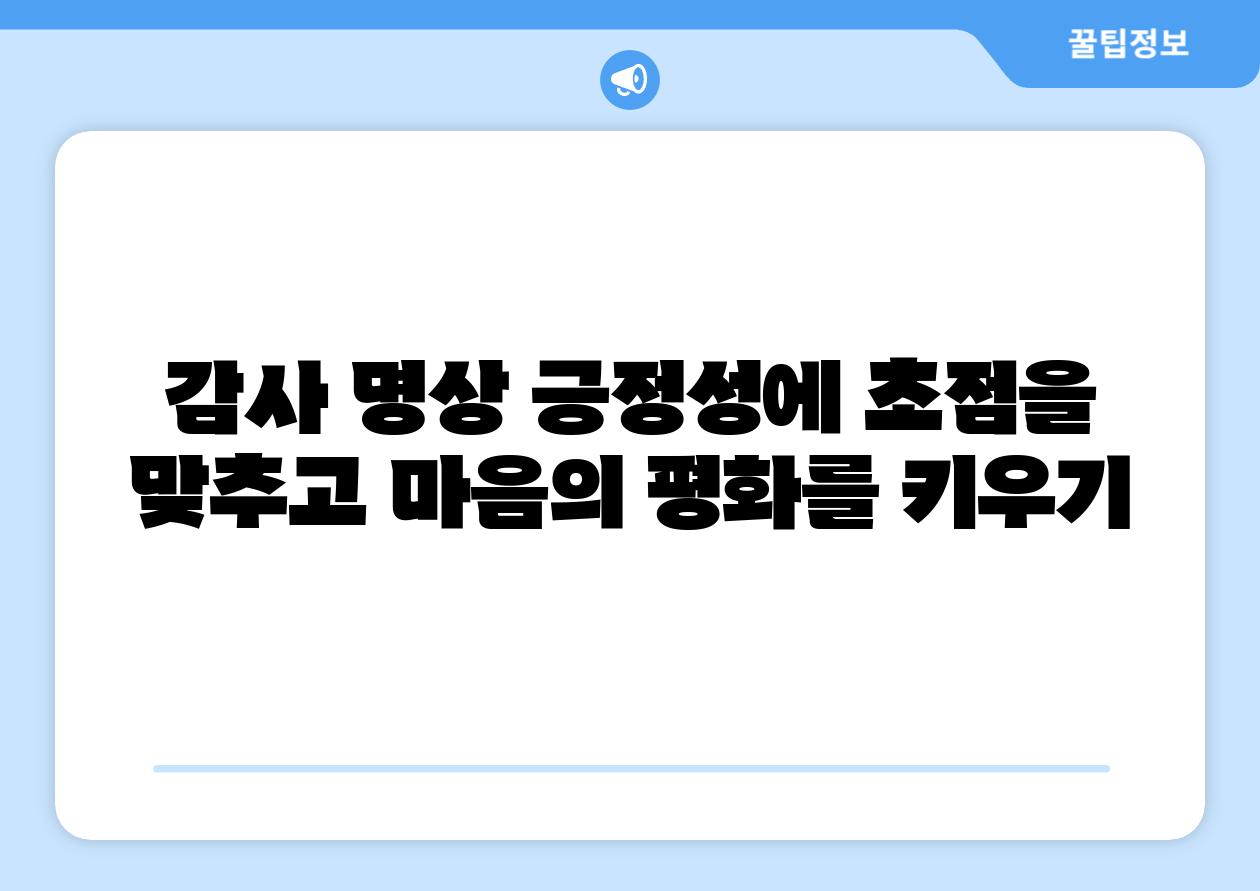 감사 명상 긍정성에 초점을 맞추고 마음의 평화를 키우기