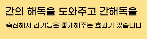  간의 해독을 도와주고 간해독을 촉진해서 간기능을 좋게해주는 효과가 있습니다