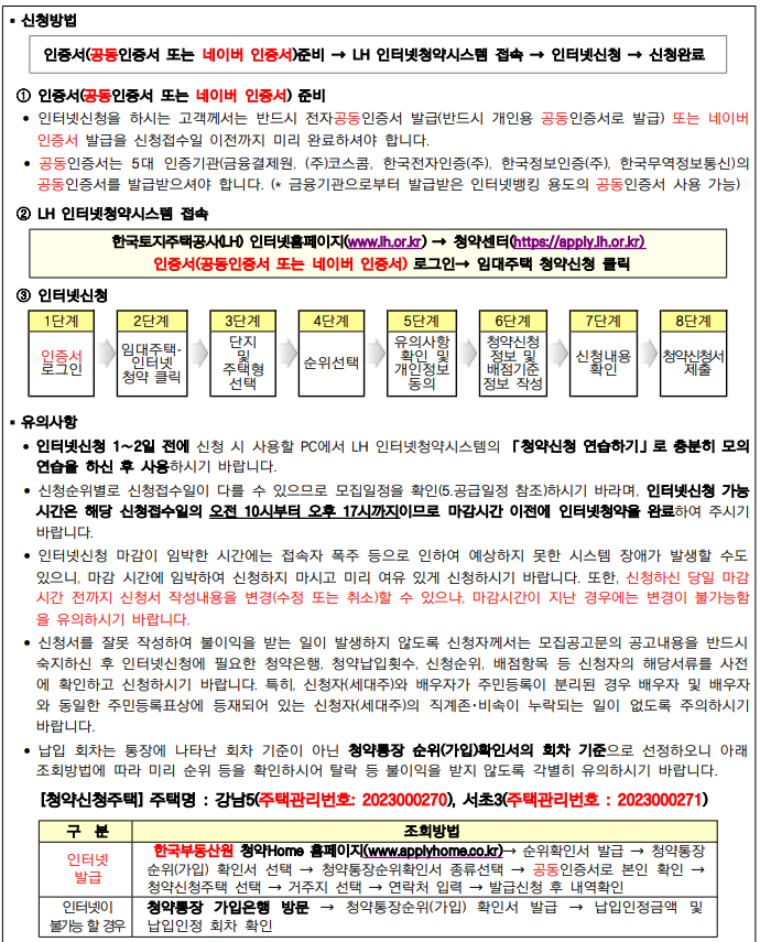 장기전세주택 인터넷 신청 방법