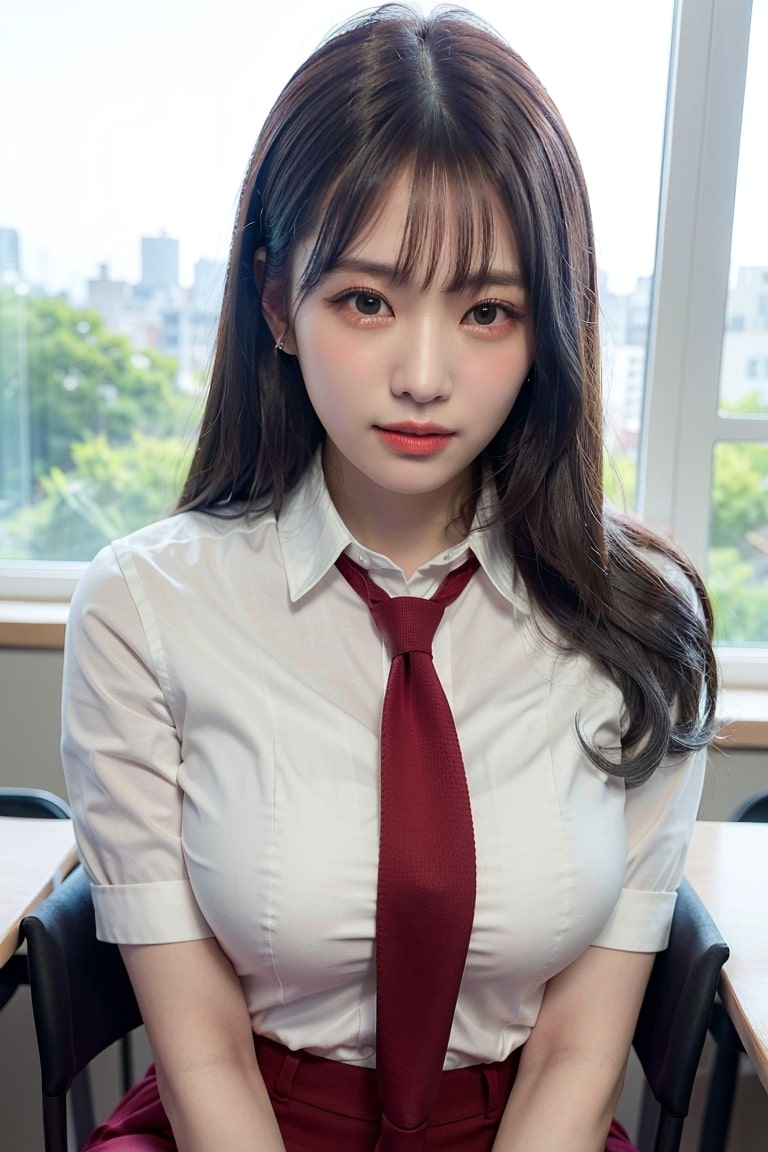  AI로 그린 교실에서 교복입은 여고생 그리기 만들기 - 1