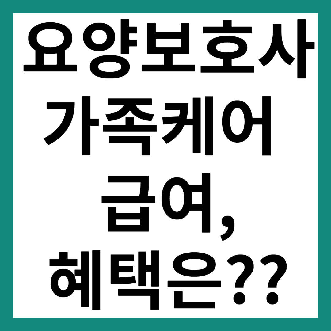 요양보호사 가족케어 급여