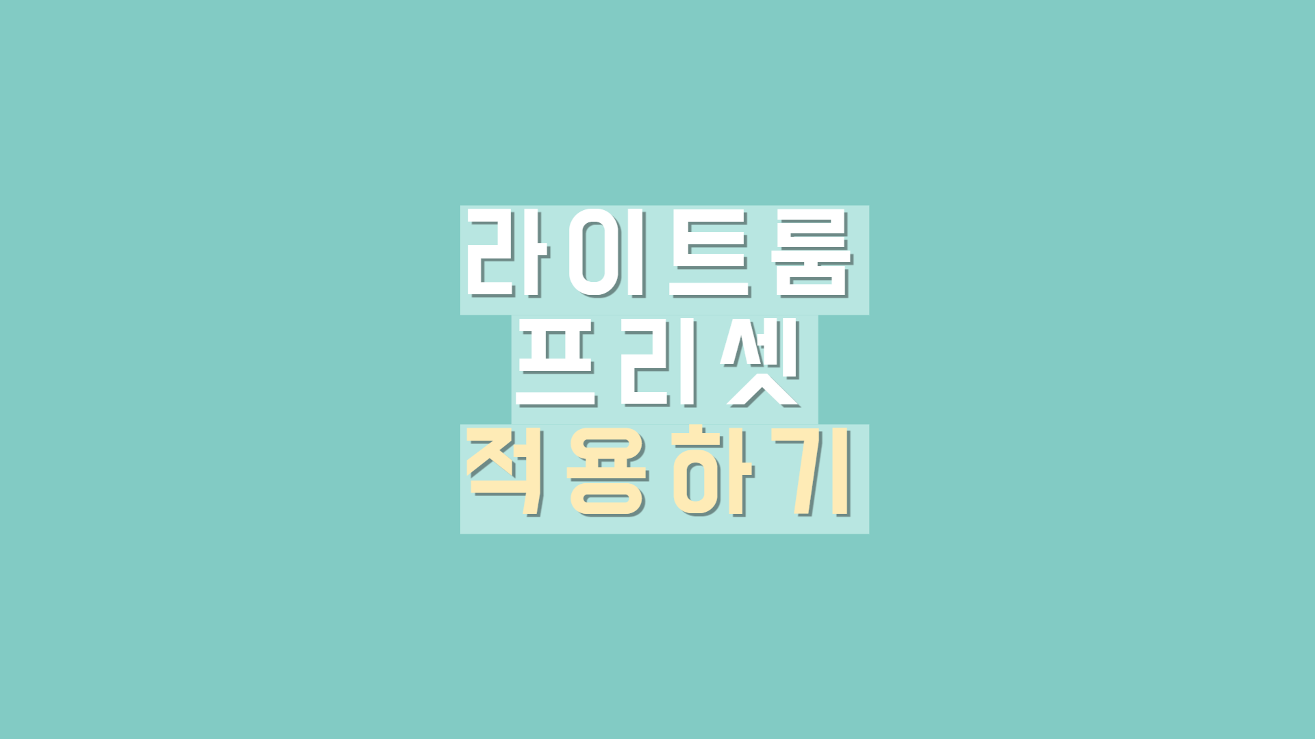  다운 받은 라이트룸 프리셋 적용 방법