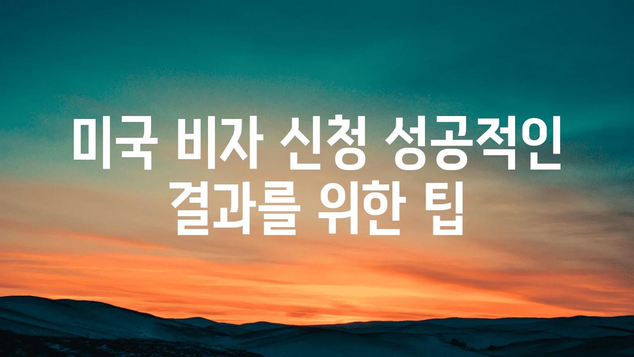 미국 비자 신청 성공적인 결과를 위한 팁