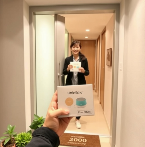 성심당 작은메아리를 아파트 현관에서 택배로 받아보고 있다.