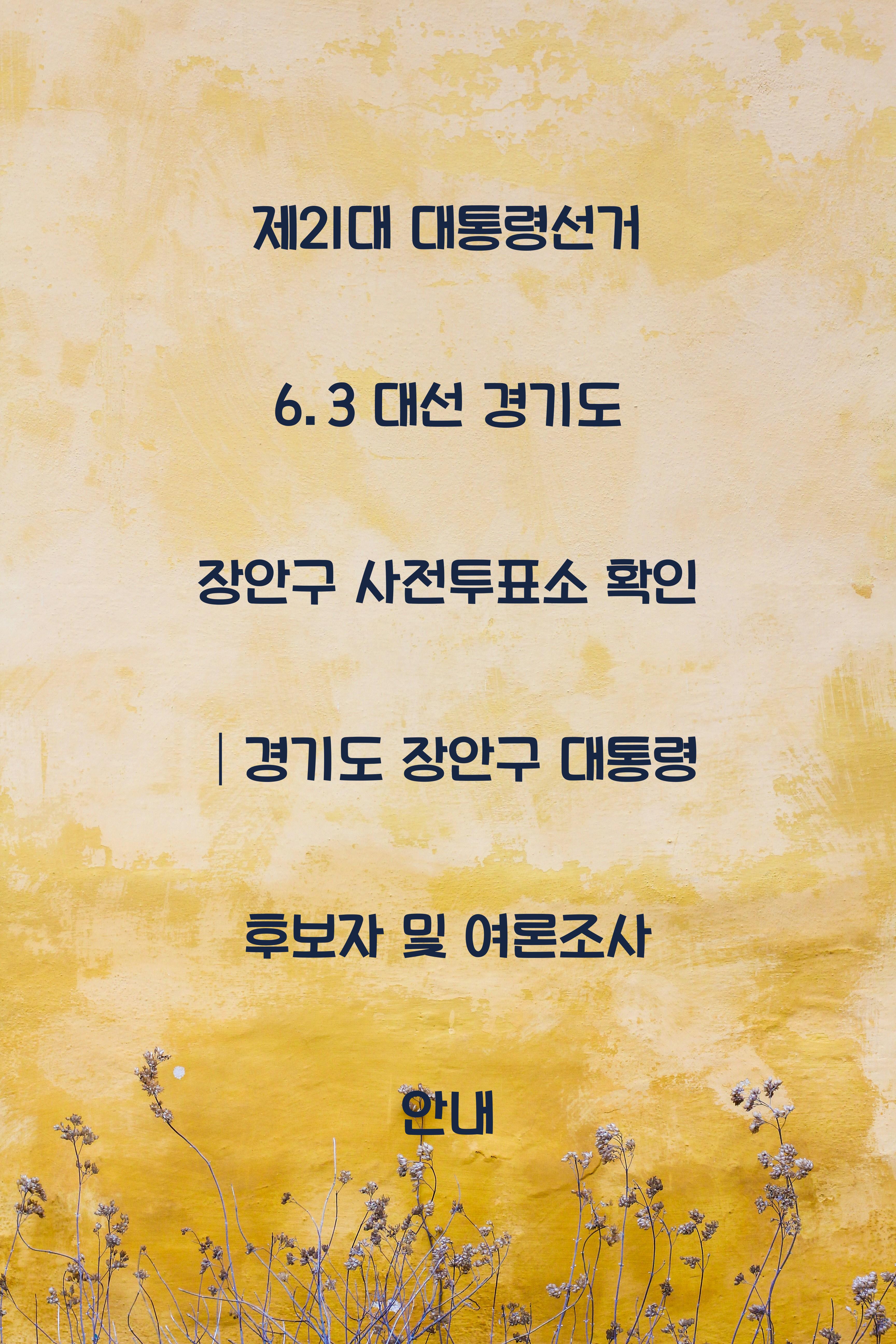 제21대 대통령선거 6.3 대선 경기도 장안구 사전투표소 안내 │경기도 장안구 대통령 후보자 및 여론조사 확인