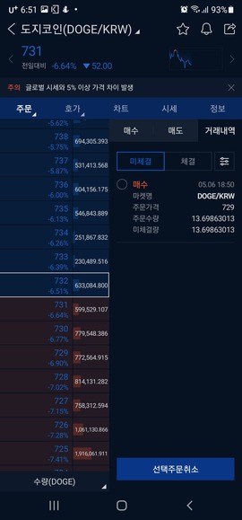도지코인 매수체결