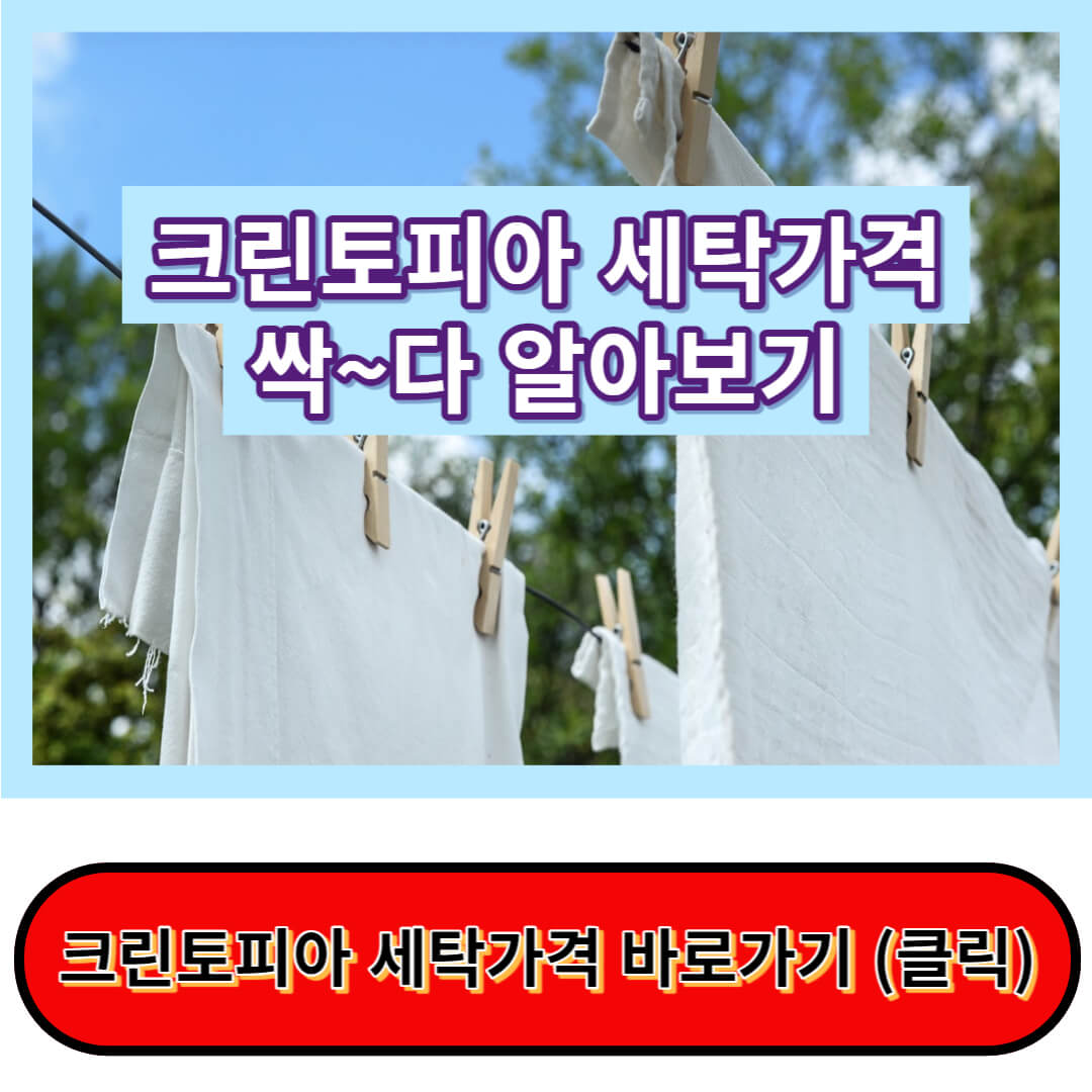 크린토피아 세탁가격 및 할인요일&#44; 영업시간 알아보기