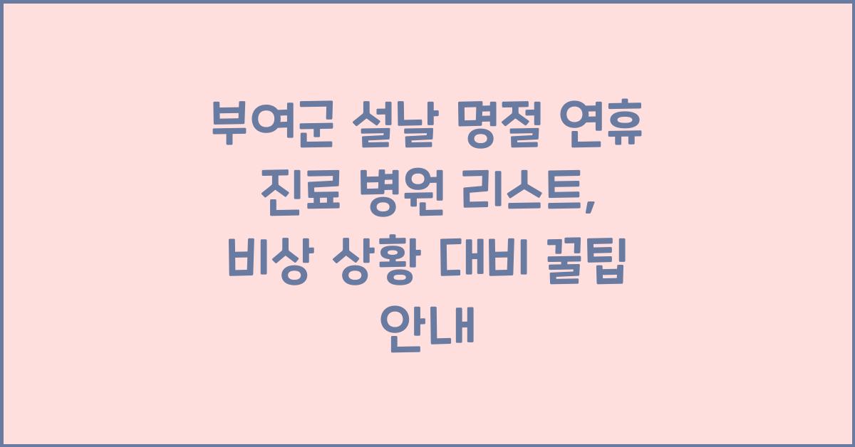 부여군 설날 명절 연휴 진료 병원 리스트, 비상 상황 대비