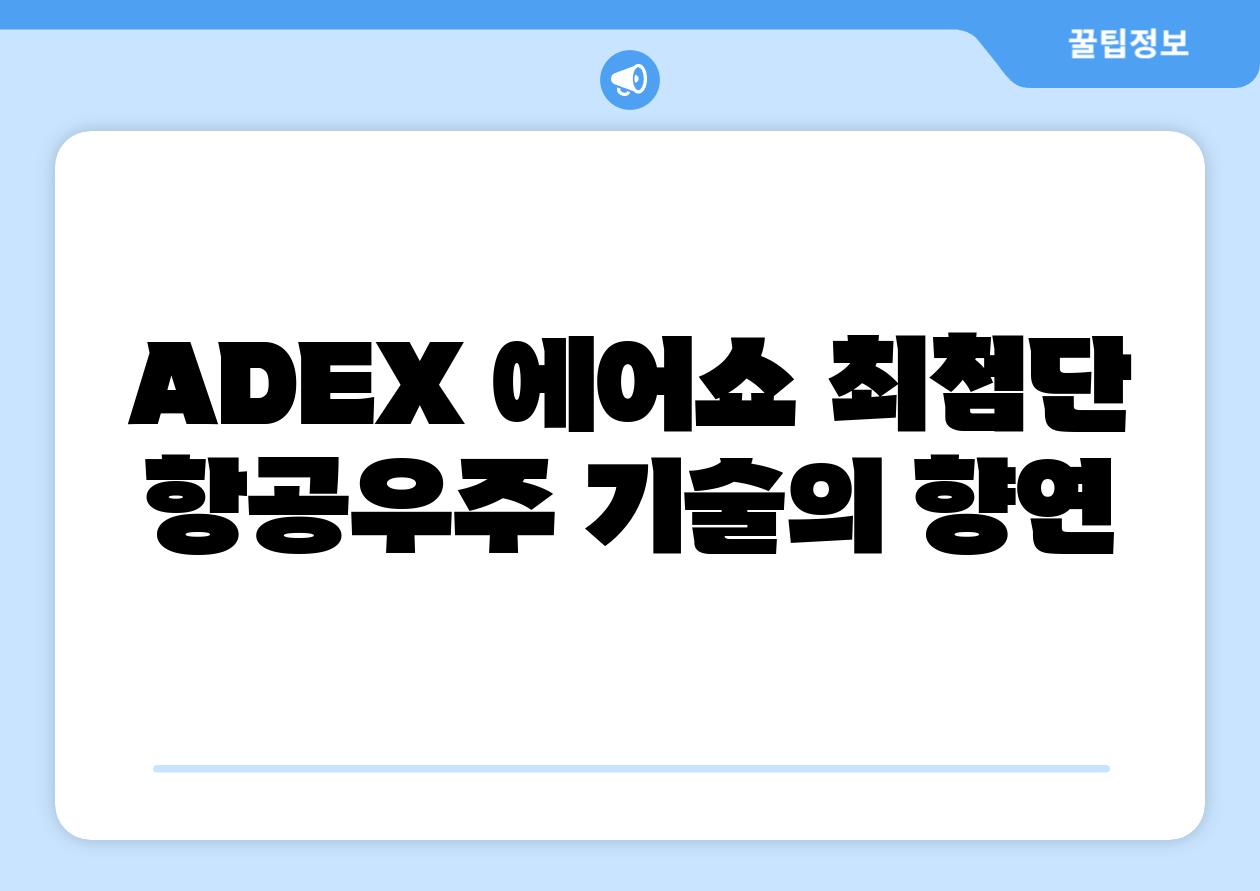 ADEX 에어쇼 최첨단 항공우주 기술의 향연