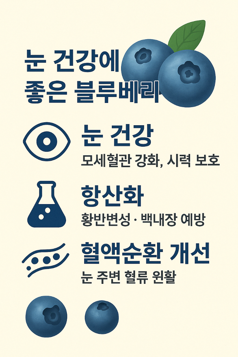 블루베리의 눈 건강, 항산화 작용, 혈액순환 개선 등 주요 효능 이미지