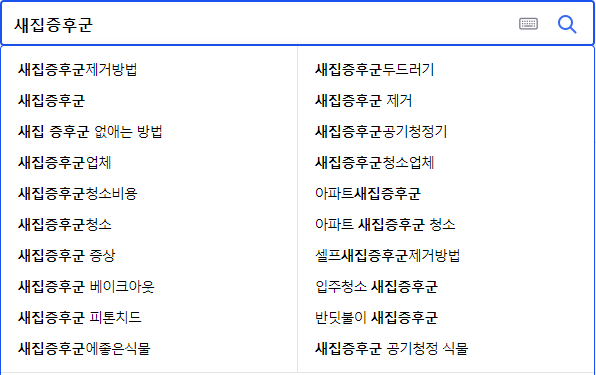 새집증후군 연관 검색어들