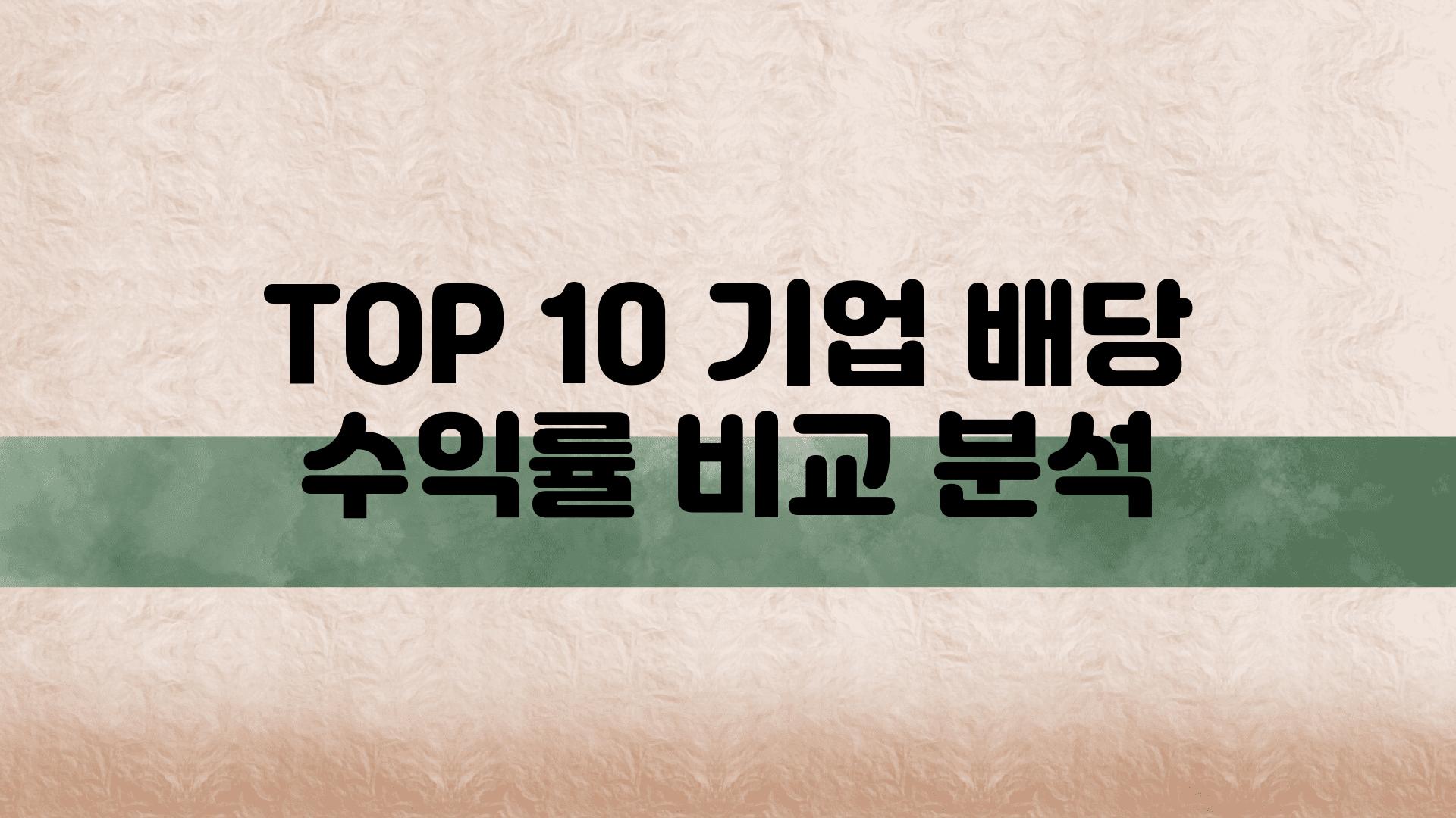 TOP 10 기업 배당 수익률 비교 분석