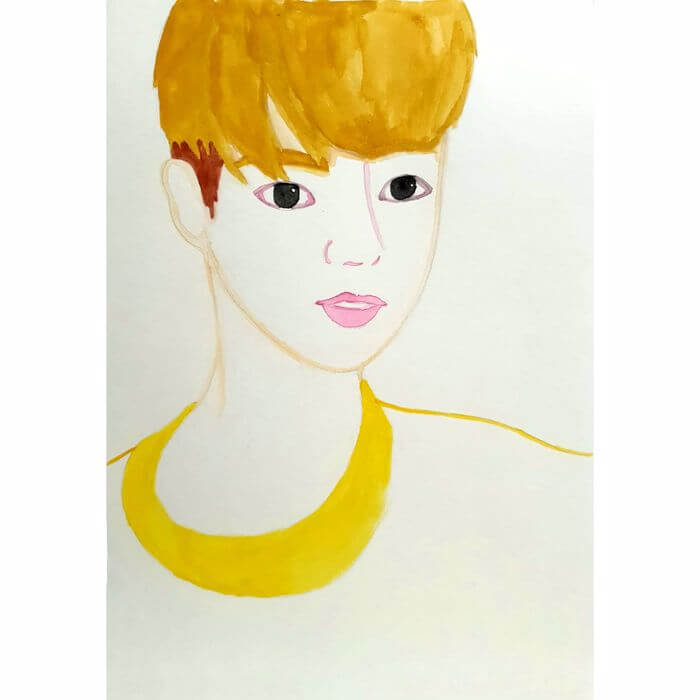  노란색 포인트 Yellow Point 일러스트 그림 드로잉 2020 어딜 보는 걸까?