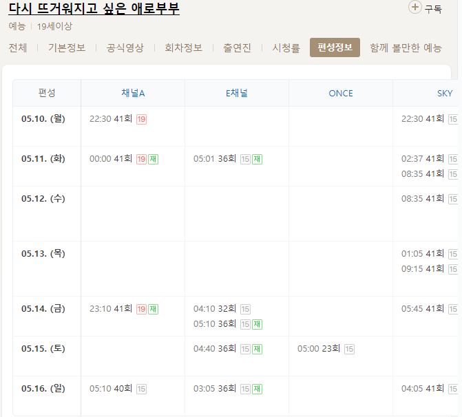 다시 뜨거워지고 싶은 애로부부 41회 재방송 다시보기 편성표