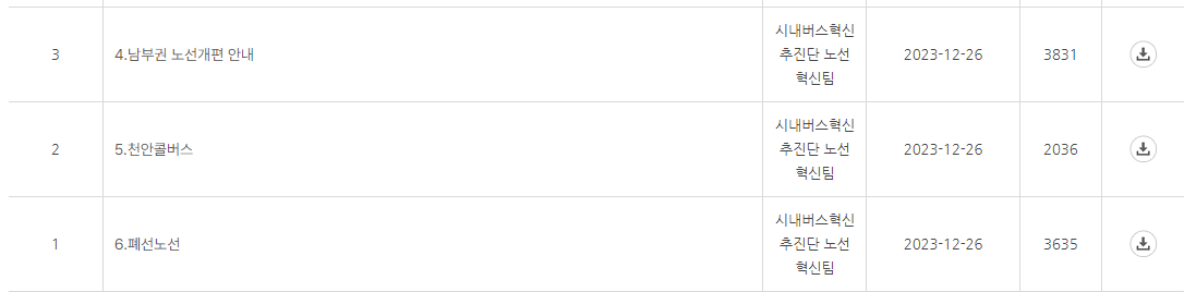 천안시 버스 요금 노선 개편 방법
