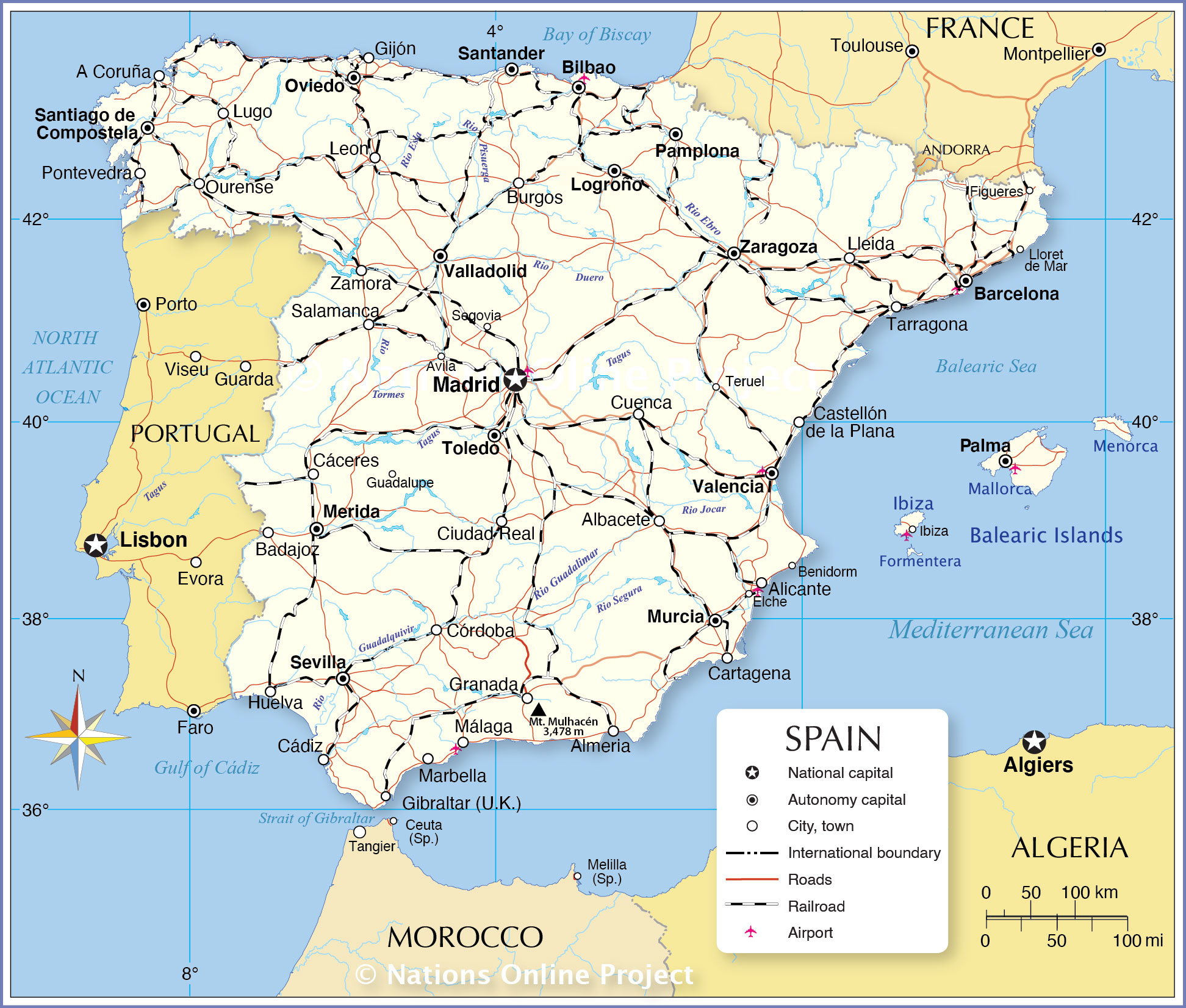 남유럽 스페인 지도