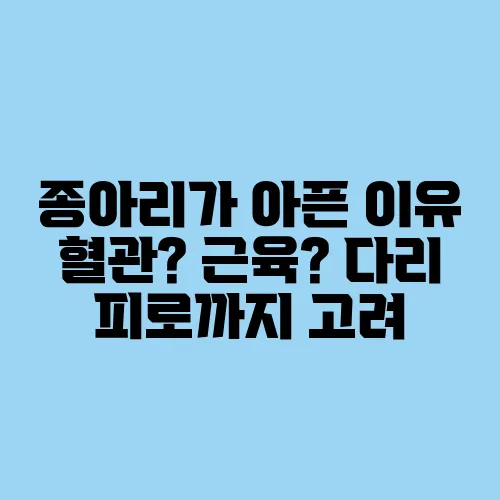 종아리가 아픈 이유 혈관? 근육? 다리 피로까지 고려