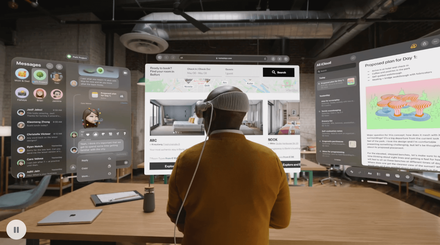 애플의 비전프로의 구현 모습(출처: 애플 홈페이지)