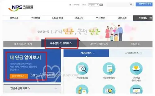 국민연금홈페이지 내연금 알아보기 순서 모습