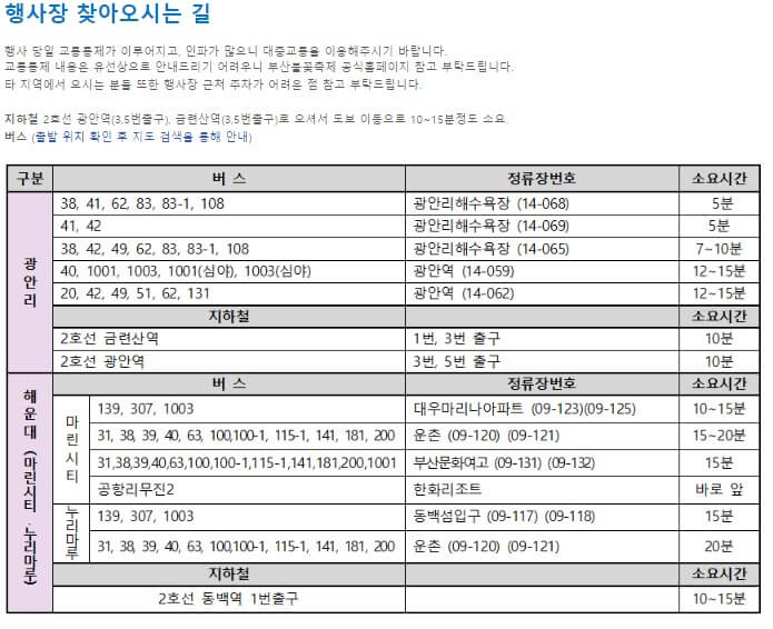 부산불꽃축제 찾아오는 길