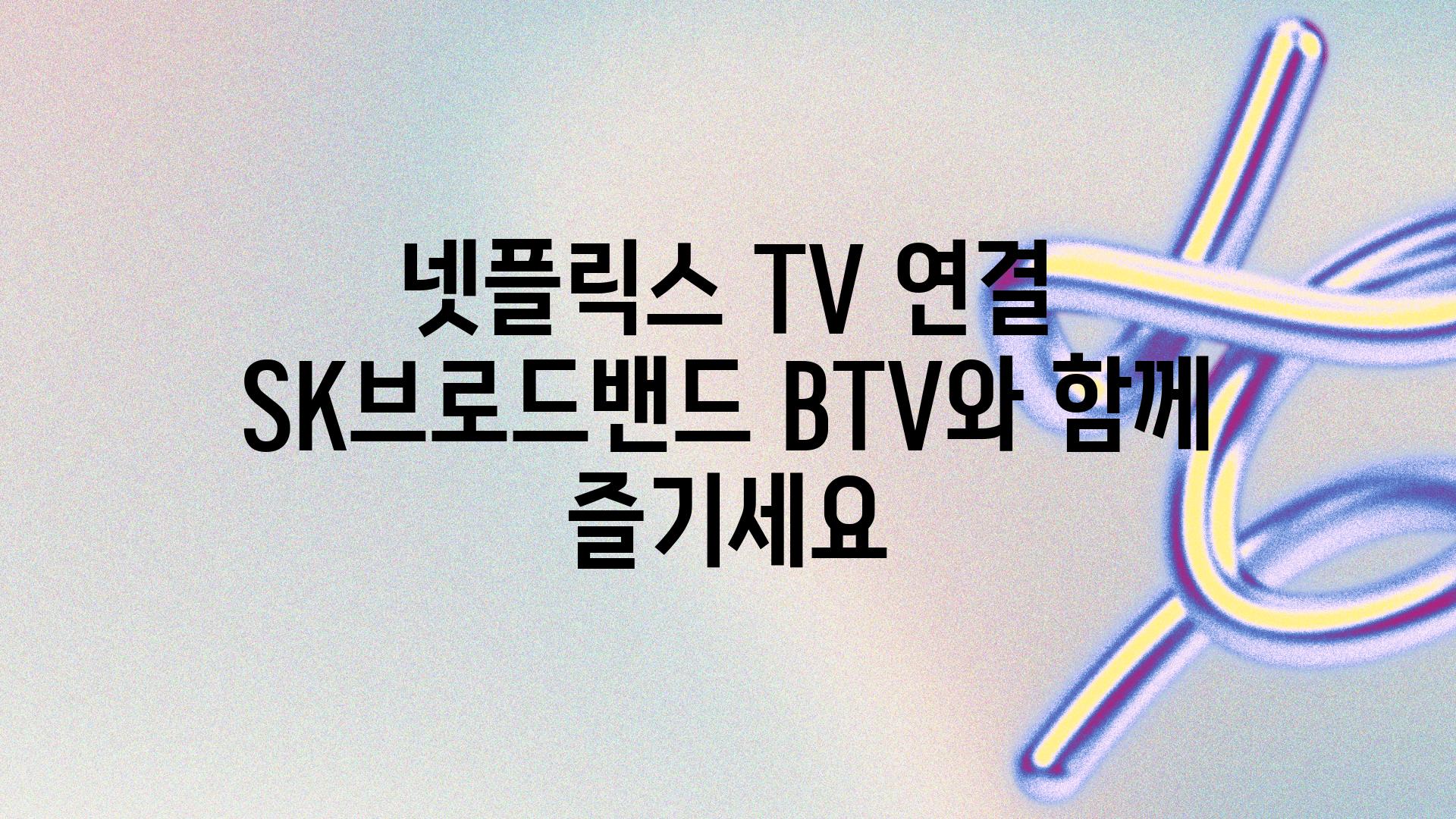 넷플릭스 TV 연결 SK브로드밴드 BTV와 함께 즐기세요