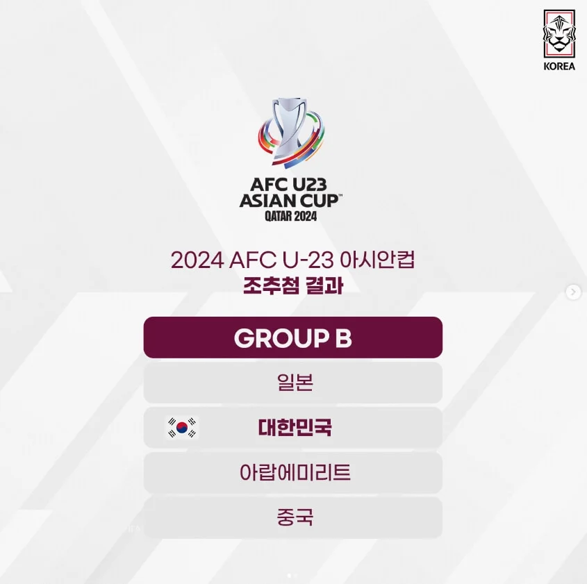 2024 AFC U-23 아시안컵 조추첨 결과 한국 조편성 대진표