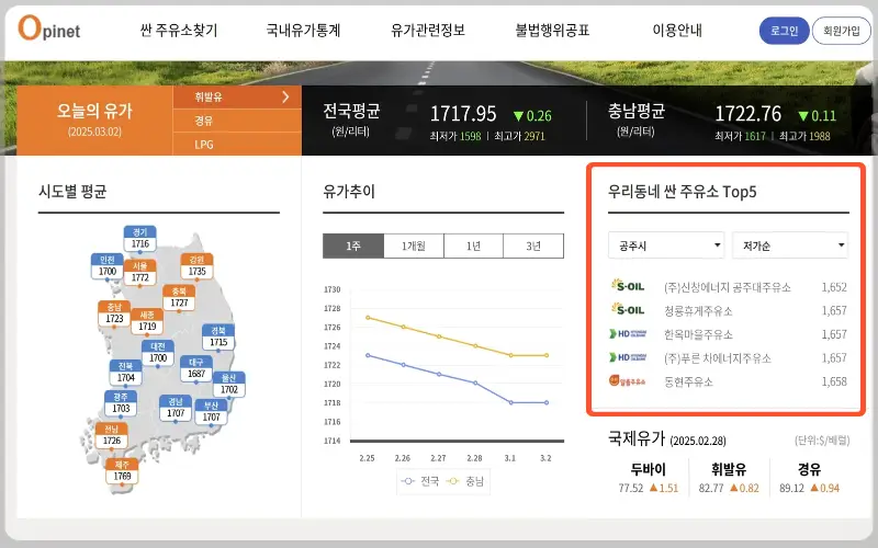 오피넷 싼 주유소 찾기_2
