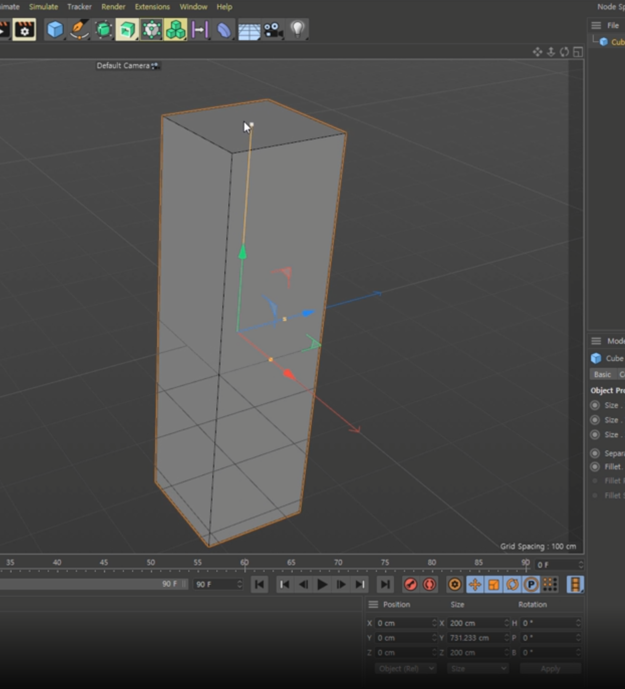 화면 하단을 보니 Y축의 size만 변경되었다