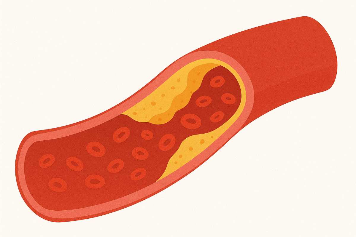 동맥에 콜레스테롤 쌓인 모습