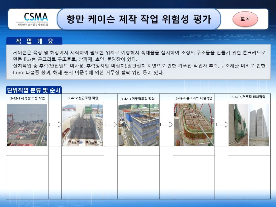  [건설공사 안전비법]_항만 케이슨 작업 위험성평가 양식