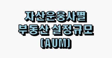 자산운용사별 부동산 설정규모(AUM) 현황 자산운용사별 부동산 설정규모(Aum) 현황