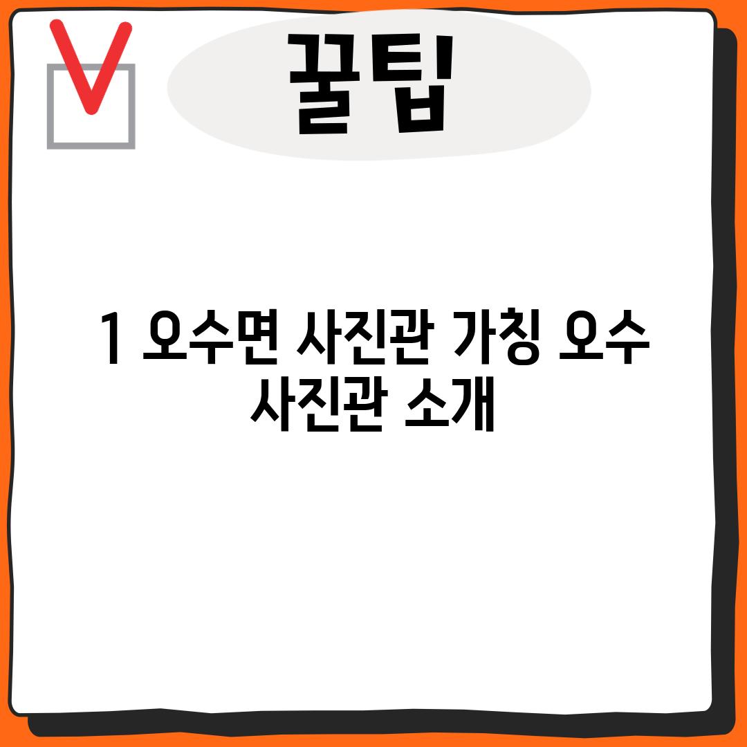 1. 오수면 사진관: (가칭) 오수 사진관 소개