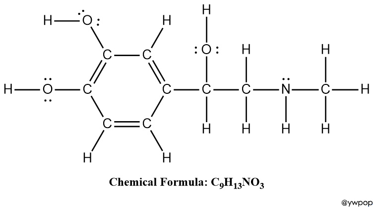 Lewis structure of adrenaline epinephrine