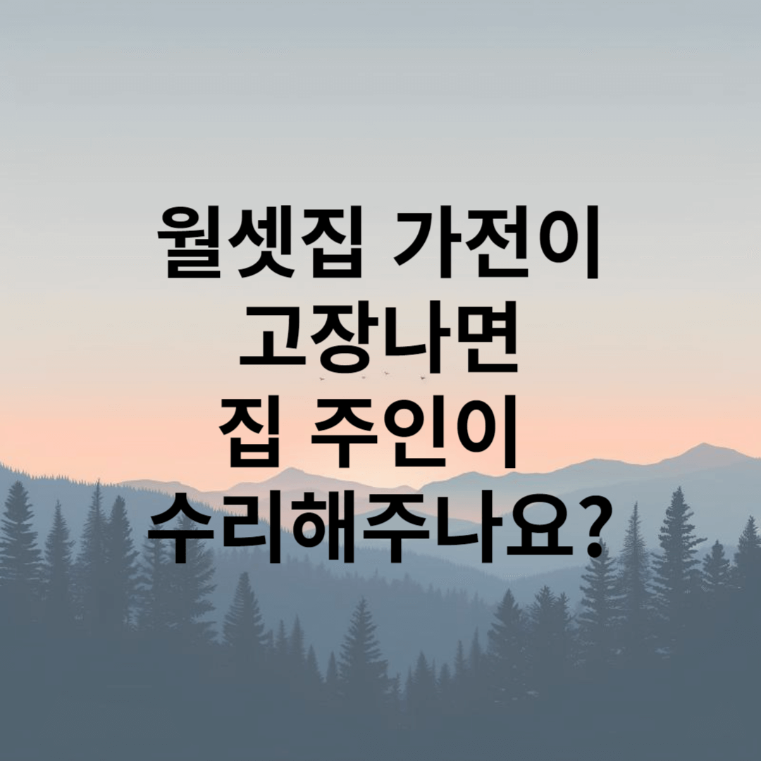 월세집 가전 가구 고장수리