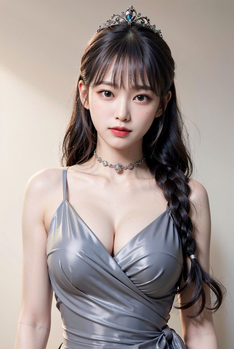  그레이 레자 드레스 원피스 입은 AI여자 만들기 그리기