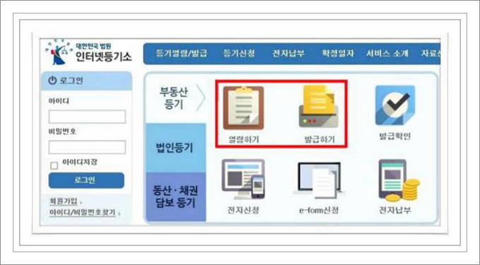 토지등기부등본 발급
