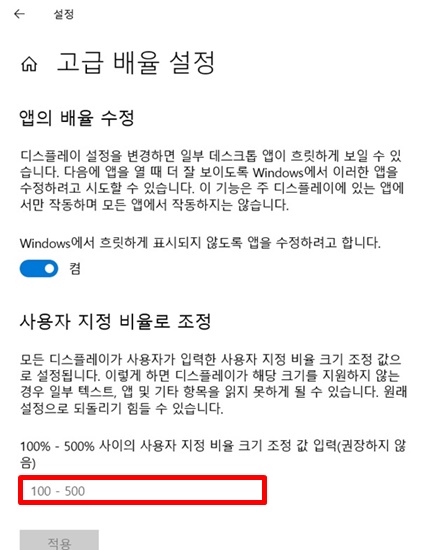 사용자 지정 비율로 조정