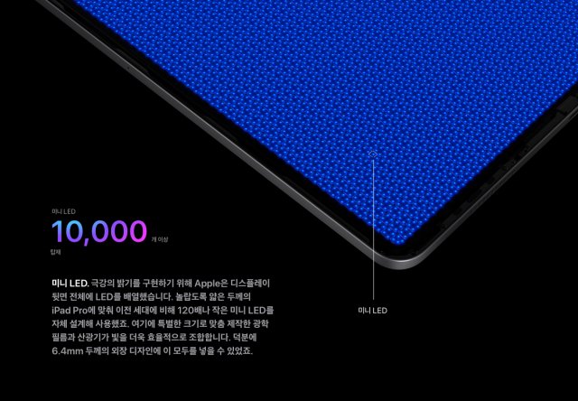 아이패드 프로 6세대 12.9 10000개의 미니 LED 탑재