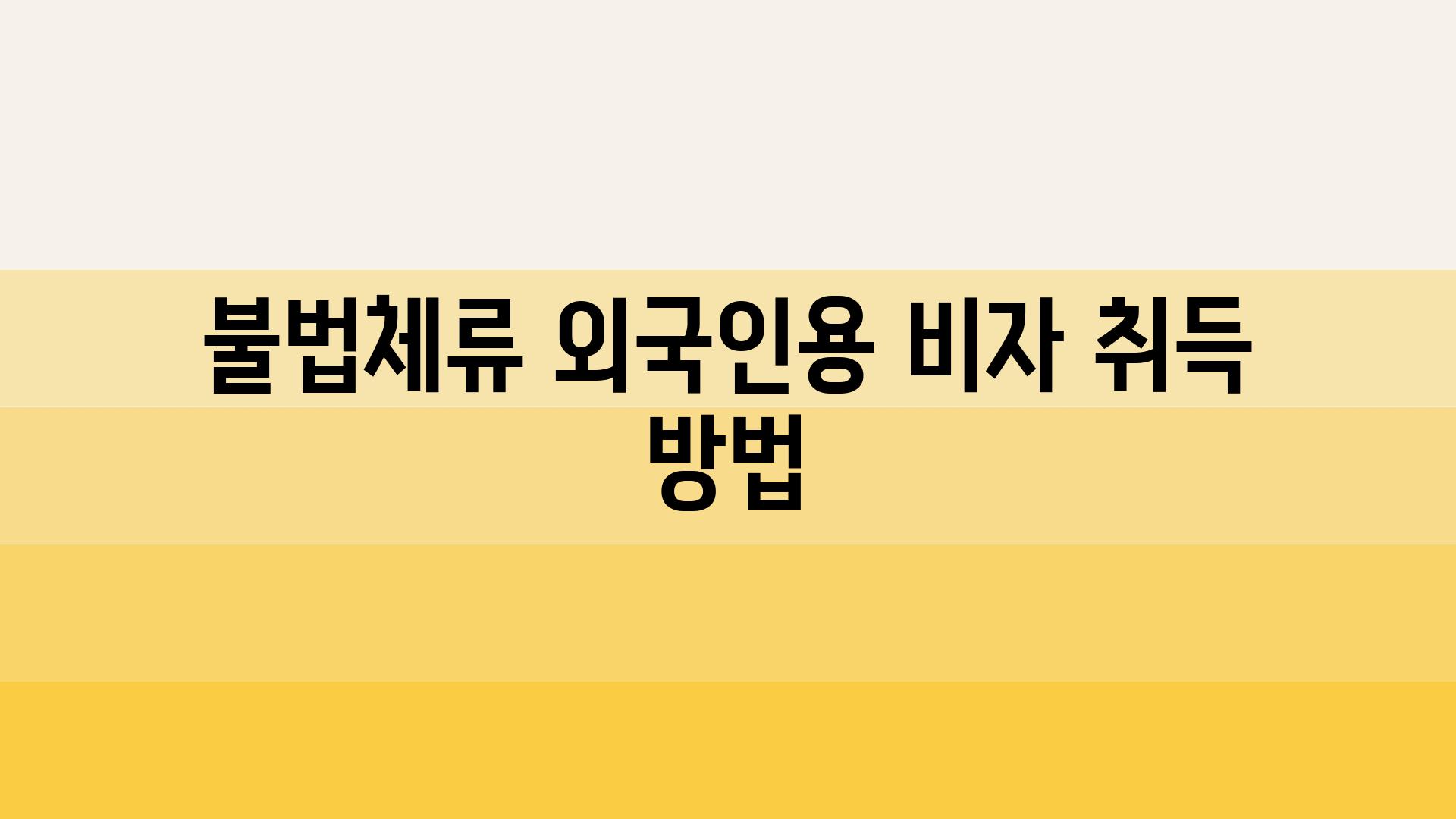 불법체류 외국인용 비자 취득 방법