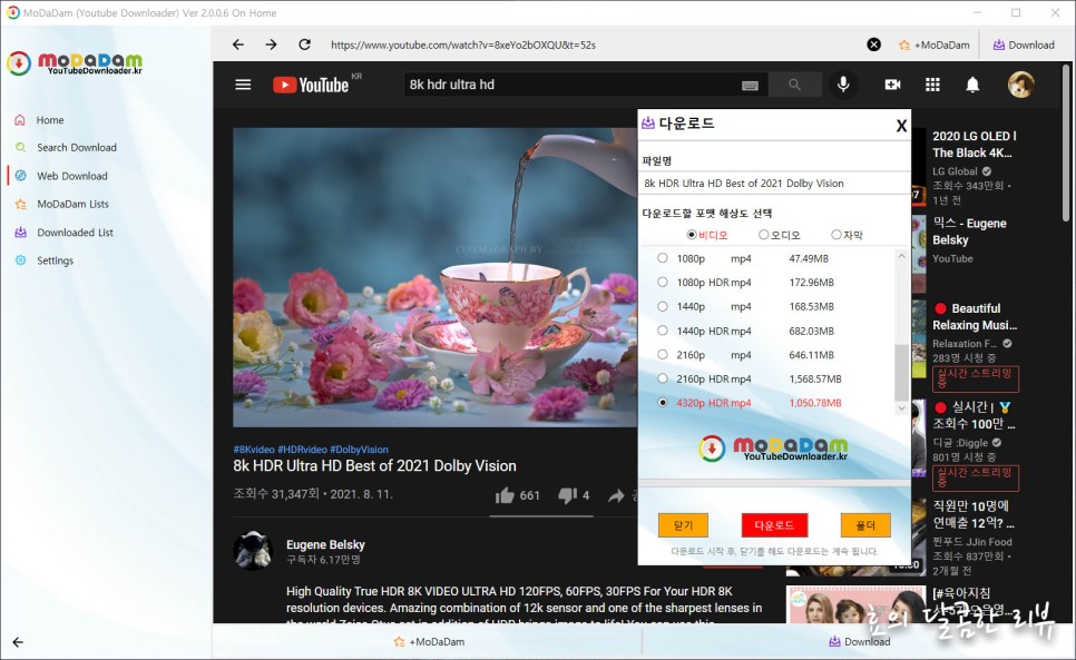 모다담 유튜브 프리미엄 없어도 광고 제거에 8