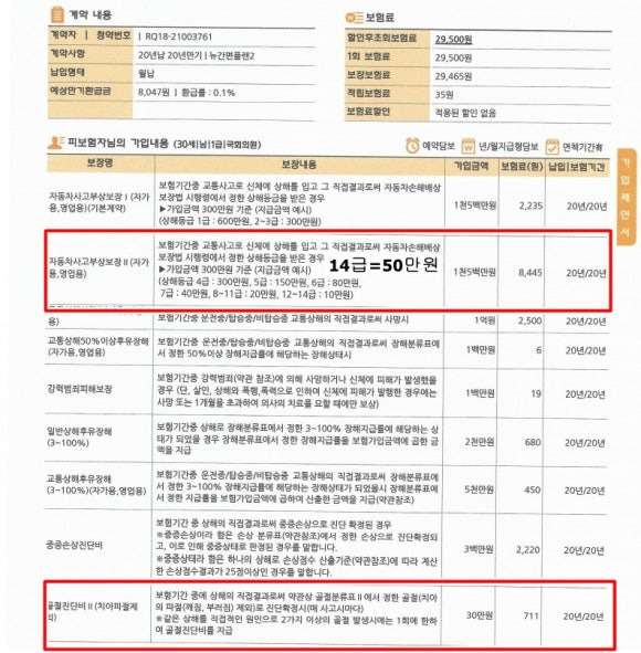KB손해보험 자동차사고부상위로금 기준금