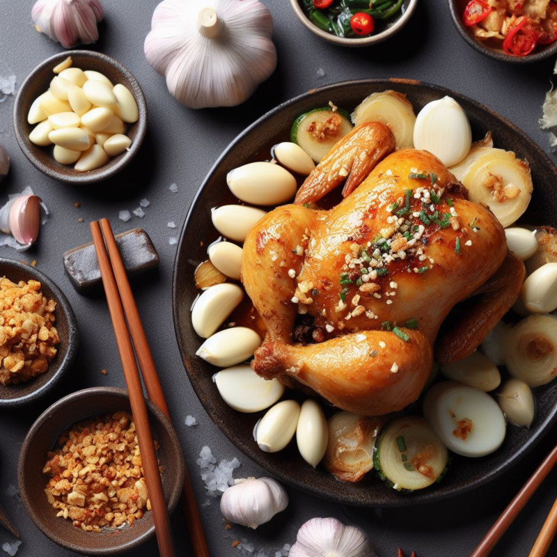 Chicken dishes with lots of grated garlic and Korean dishes that use a variety of garlic