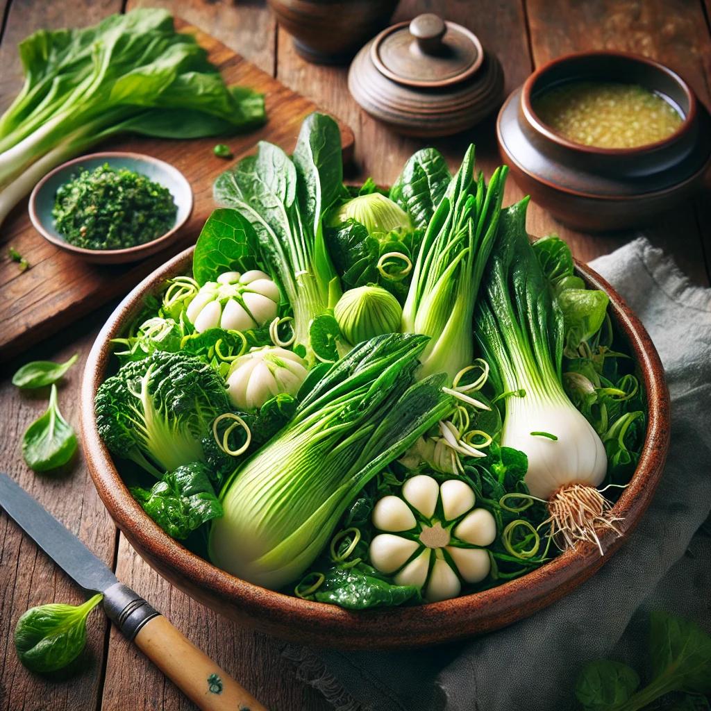제철맛~~ 풋마늘 봄동겉절이 풋마늘 봄동무침