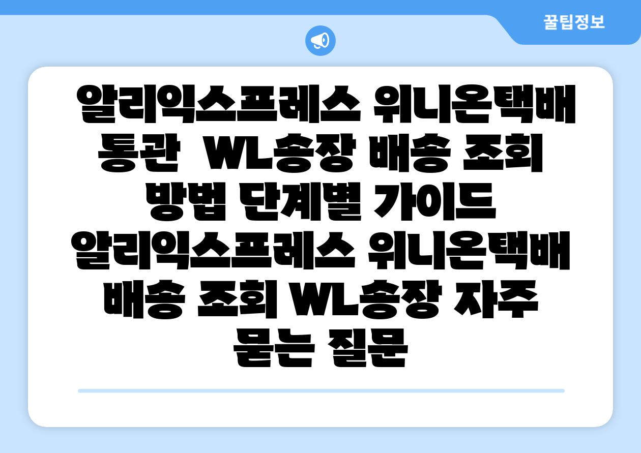  알리익스프레스 위니온택배 통관  WL송장 배송 조회 방법 단계별 설명서  알리익스프레스 위니온택배 배송 조회 WL송장 자주 묻는 질문