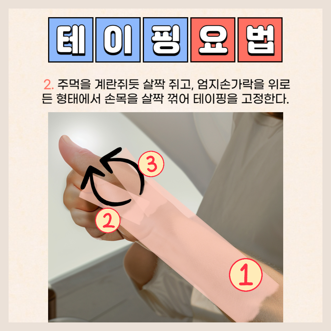 손목 건초염 테이핑 요법으로 해결하기 - 어떻게 테이핑을 해야하나요? - 손목에 테이핑 하기 손목테이핑2