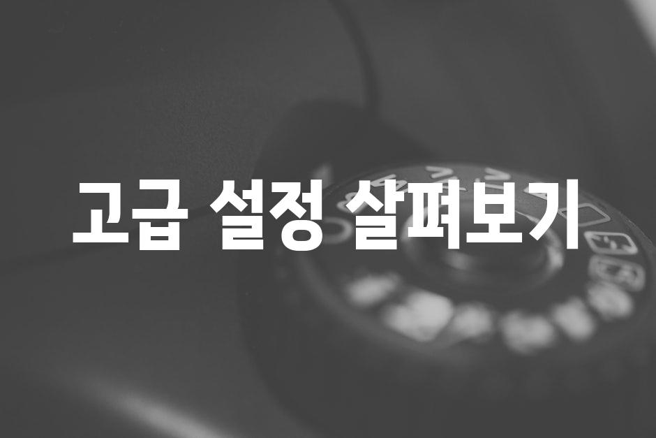 고급 설정 살펴보기